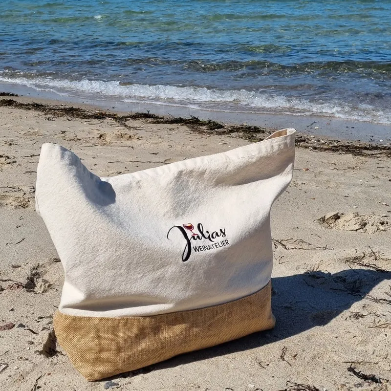 Strandtasche - Julias WeinAtelier - Jute & Segeltuch