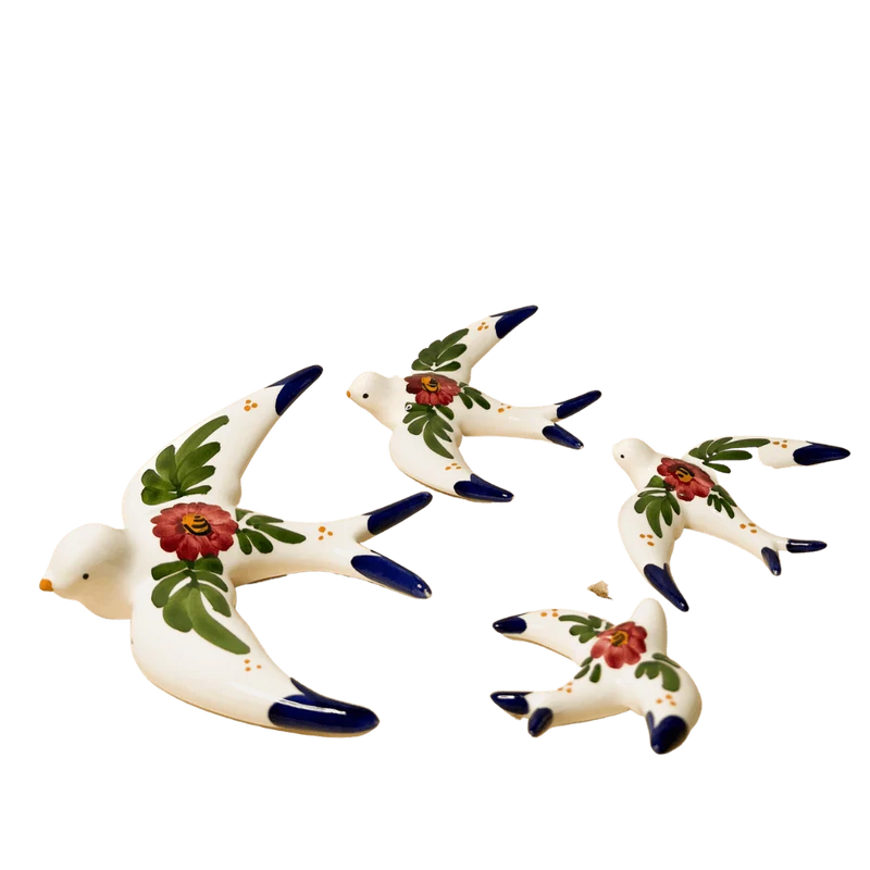 Handgemachte Keramik - 4er Set - Schwalben (Blumen)