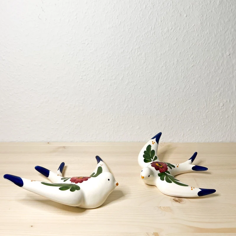 Handgemachte Keramik - 4er Set - Schwalben (Blumen)