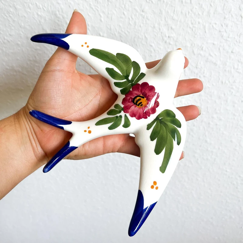 Handgemachte Keramik - 4er Set - Schwalben (Blumen)