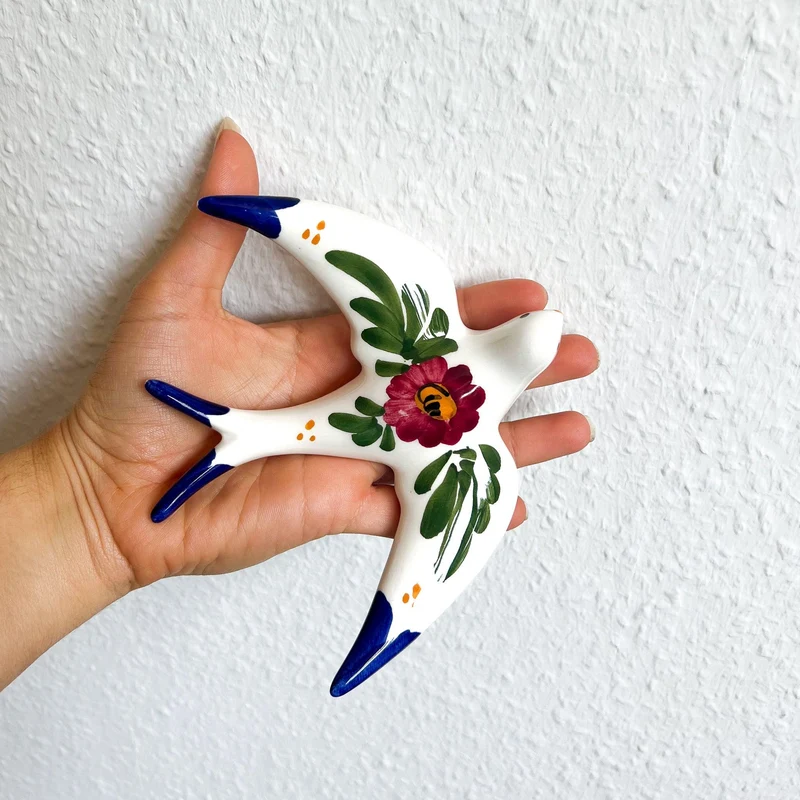 Handgemachte Keramik - 4er Set - Schwalben (Blumen)