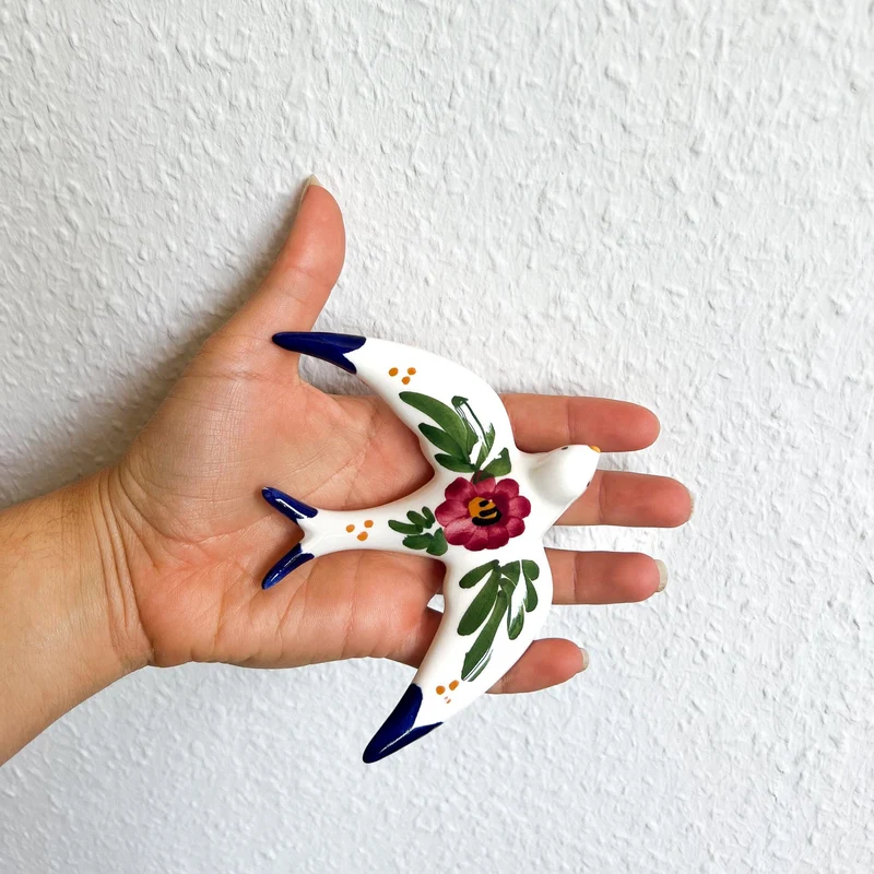 Handgemachte Keramik - 4er Set - Schwalben (Blumen)
