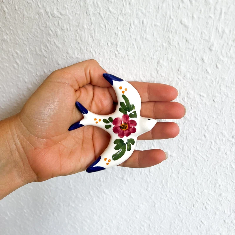 Handgemachte Keramik - 4er Set - Schwalben (Blumen)