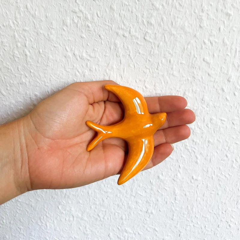 Handgemachte Keramik - 4er Set - Schwalben (Gelb)