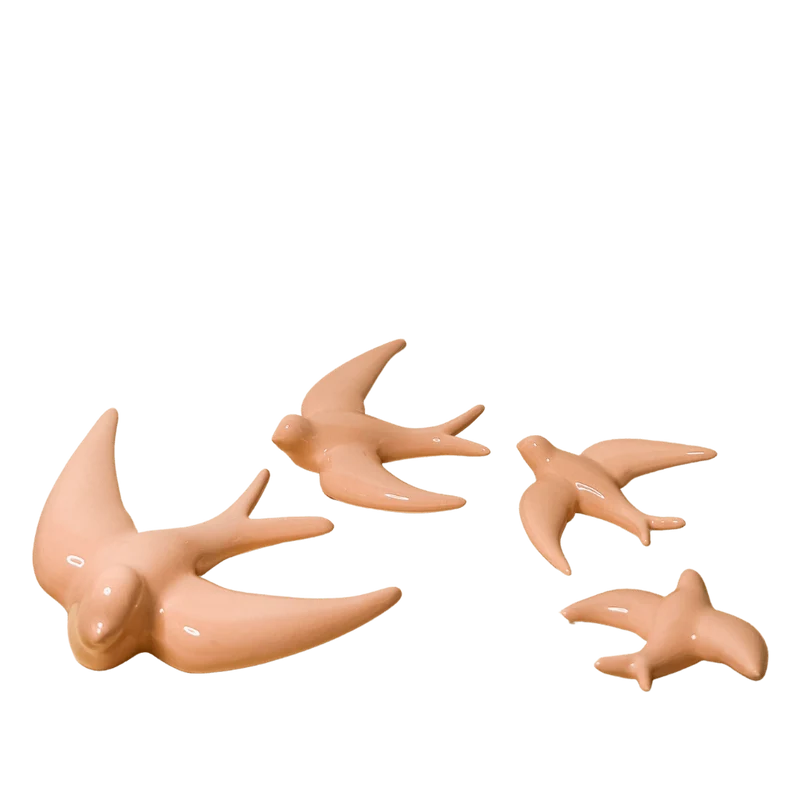 4er Set handgemachte Keramik Schwalben "Golondrinas" Rosa