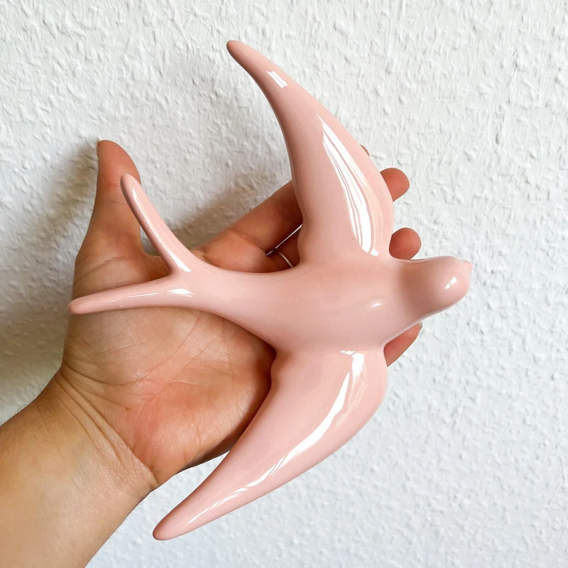 4er Set handgemachte Keramik Schwalben "Golondrinas" Rosa