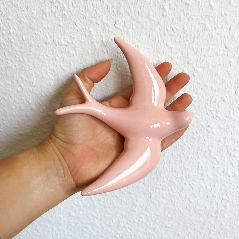 4er Set handgemachte Keramik Schwalben "Golondrinas" Rosa