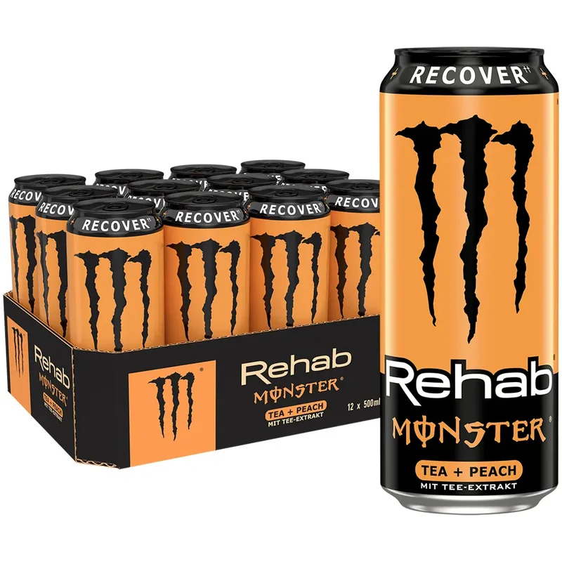 Monster Energy Rehab Tea + Peach 12x 0,5 Liter Dose (EINWEG)