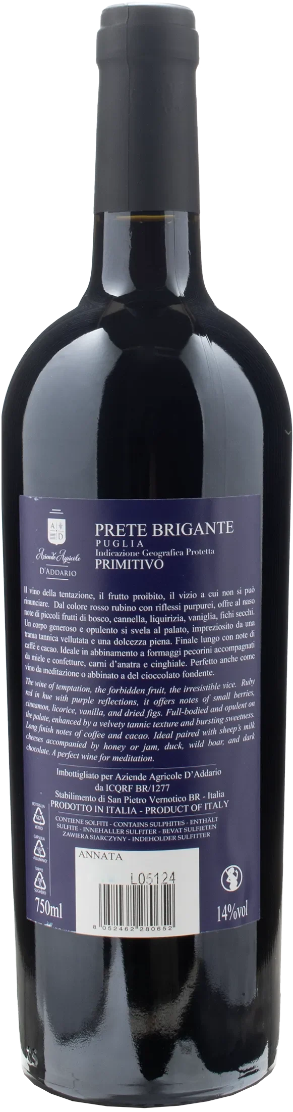 D'Addario Primitivo Puglia Prete Brigante 2022