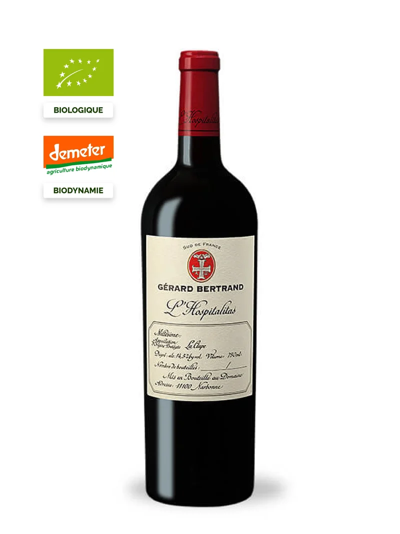 L'Hospitalitas AOP La Clape 2014 – Magnum avec Caisse Bois vin rouge