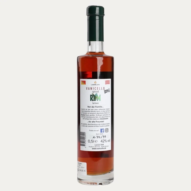 Vanicello – Spiced Brand Spirituose – Lamela – 500 ml oder 100 ml