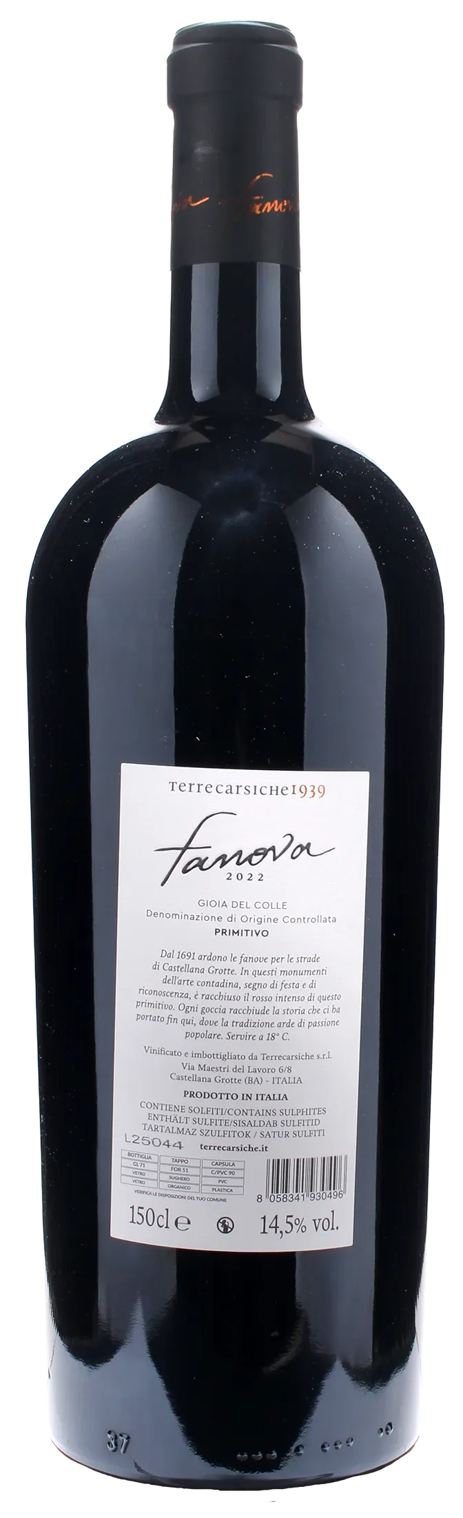 Terrecarsiche1939 Primitivo Gioia del Colle Fanova Magnum 2022