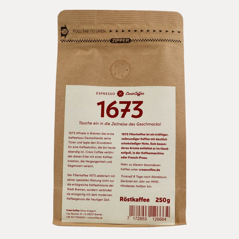 1673 Filterkaffee – ganze Bohne – 250 g