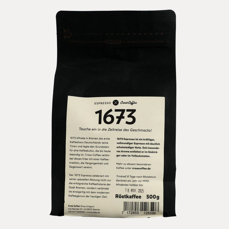 1673 Espresso – ganze Bohne – 500 g