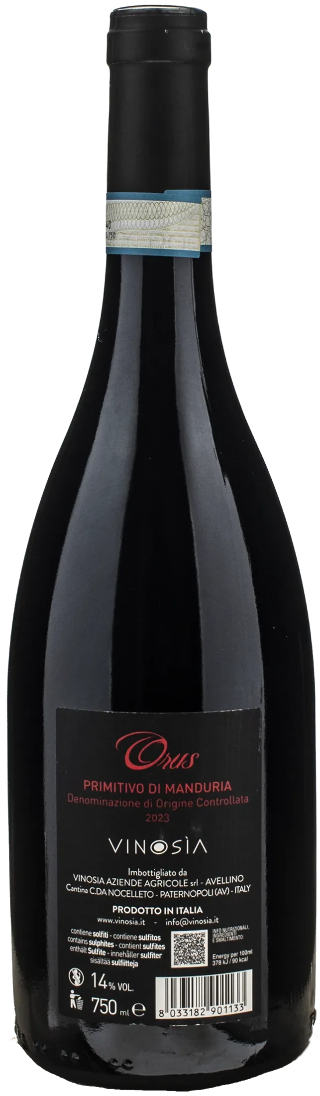 Vinosia Primitivo di Manduria Orus 2023