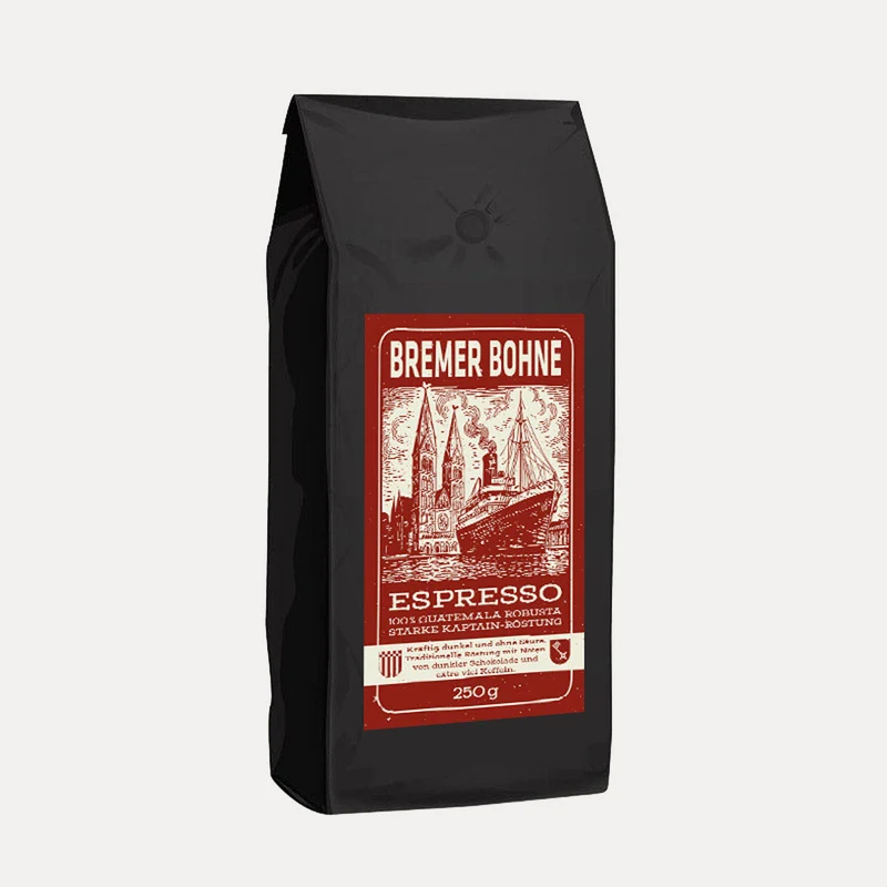 Bremer Bohne – 100 % Robusta Espresso – ganze Bohne oder gemahlen – 250 g