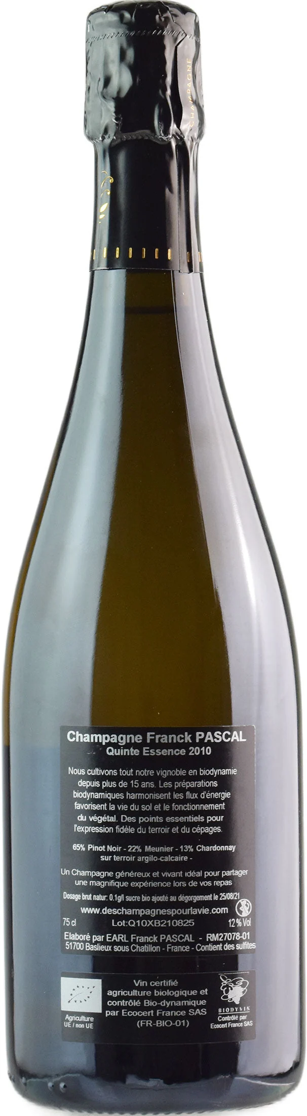 Franck Pascal Champagne Quinte Essence Extra Brut 2010