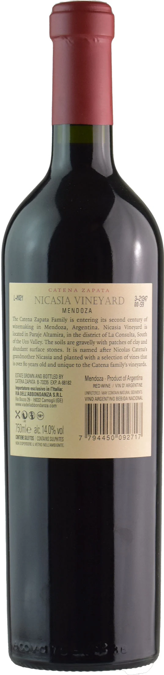 Catena Zapata Nicasia Malbec Argentino 2018