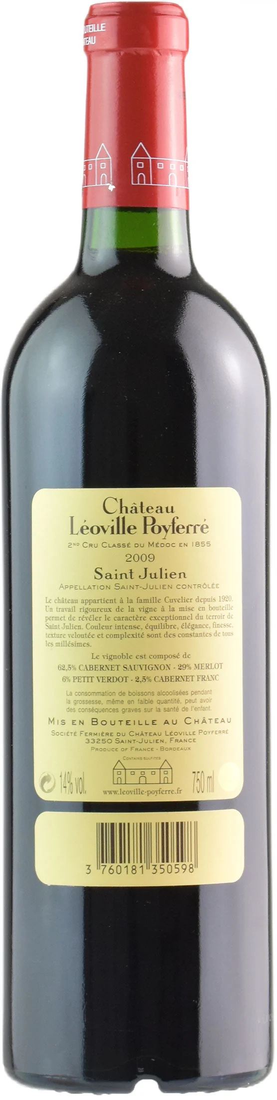 Chateau Leoville Poyferre 2nd Grand Cru Classe du Medoc Saint Julien 2009