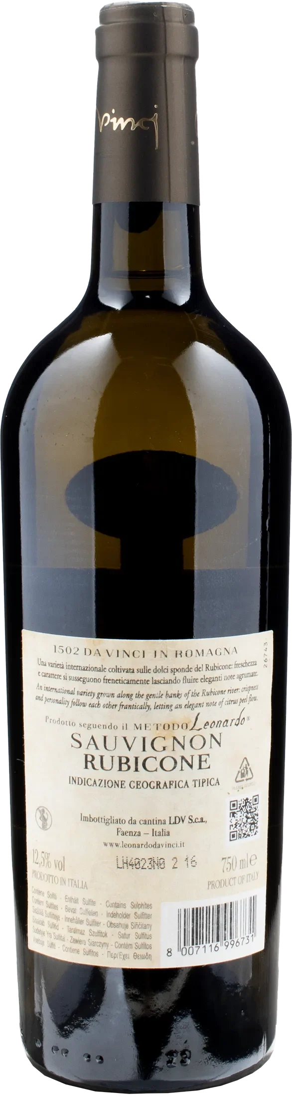 Leonardo da Vinci 1502 Sauvignon Rubicone Uve portate a Cesena 2023