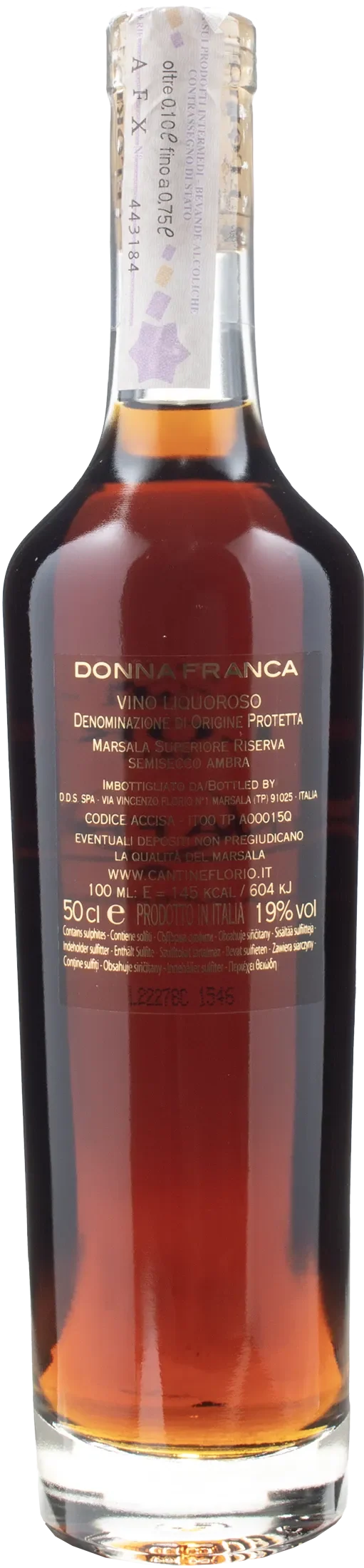 Florio Donna Franca Vino Liquoroso Marsala Superiore Riserva Semisecco Ambra 0.5L