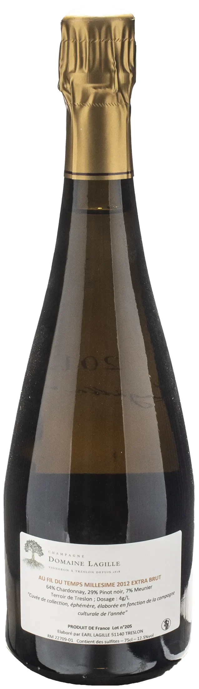 Domaine Lagille Champagne Au Fil du Temps Extra Brut 2012