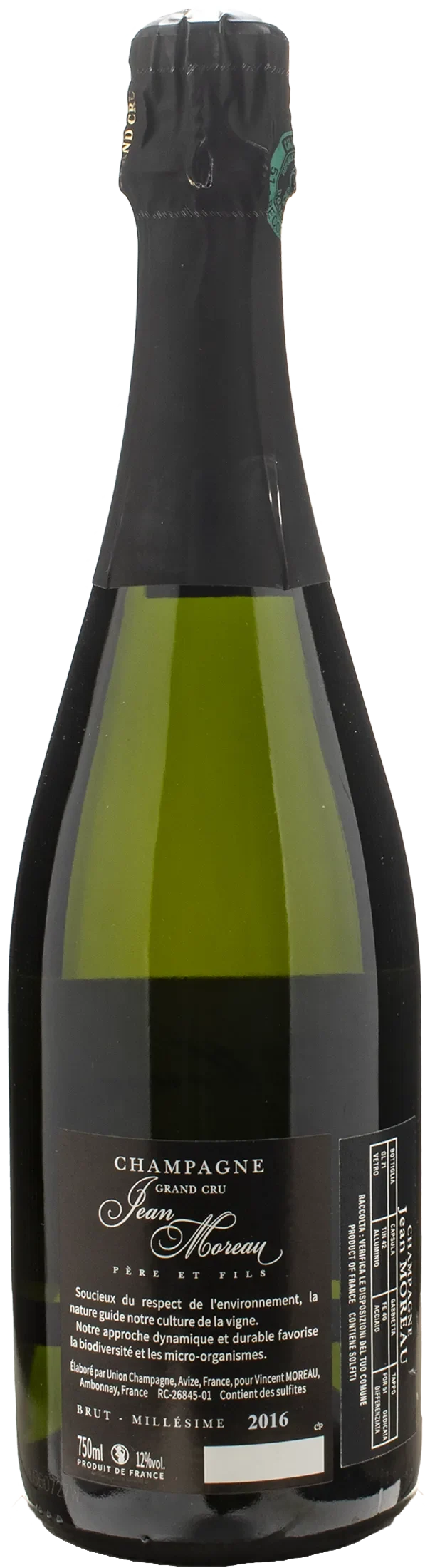 Jean Moreau Pere Et Fils Champagne Grand Cru Brut Millesime 2016