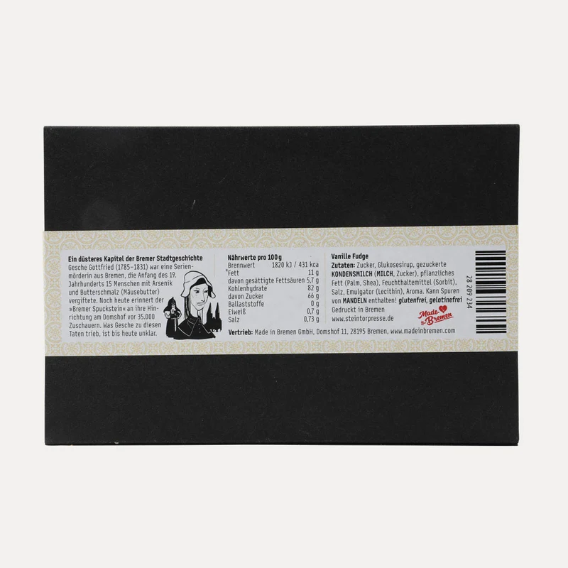 Gesches Mäusebutter – Vanille-Fudge in schwarzer Schachtel – 160 g