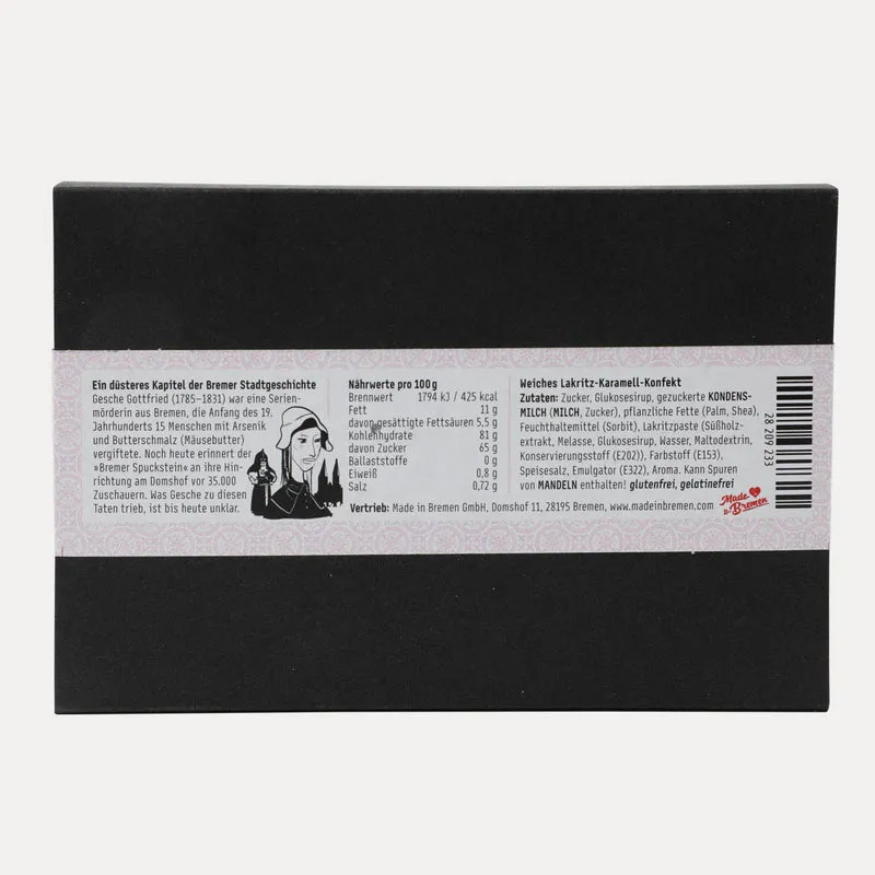 Gesches Spucksteine – Lakritz-Fudge in schwarzer Schachtel – 160 g