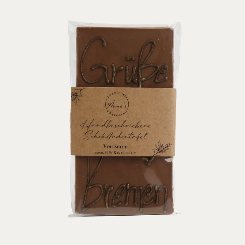 Tafelschokolade (Grüße aus Bremen) – Vollmilch 34 % Kakao – Annas Patisserie – 80 g