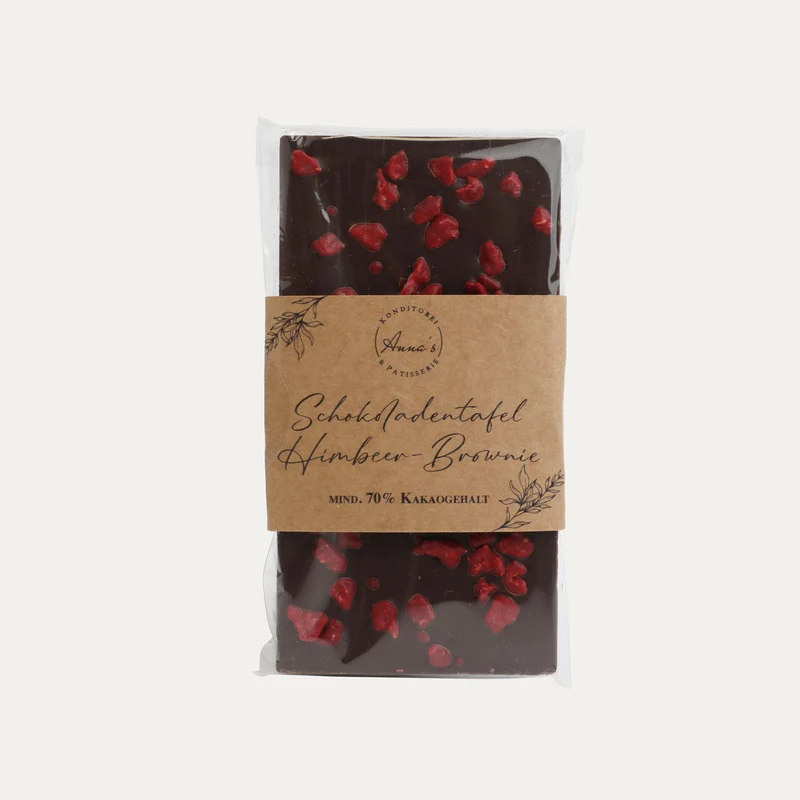 Tafelschokolade Himbeere Brownie – 70% Kakao – Annas Patisserie – 80 g