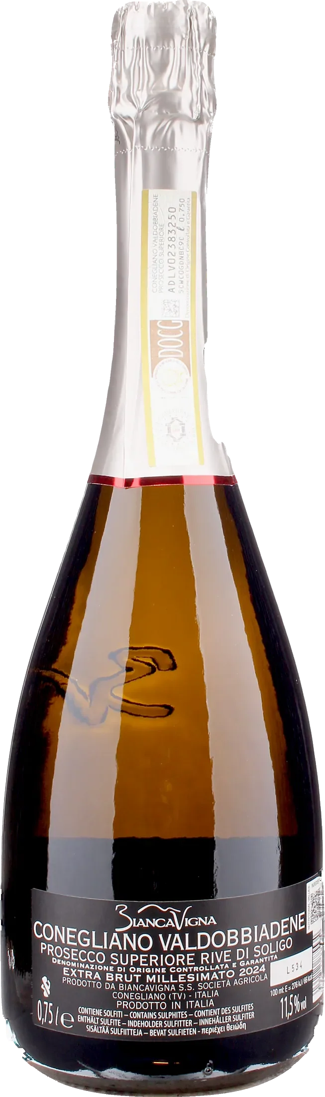 Biancavigna Conegliano Valdobbiadene Prosecco Superiore Rive di Soligo Extra Brut 2025