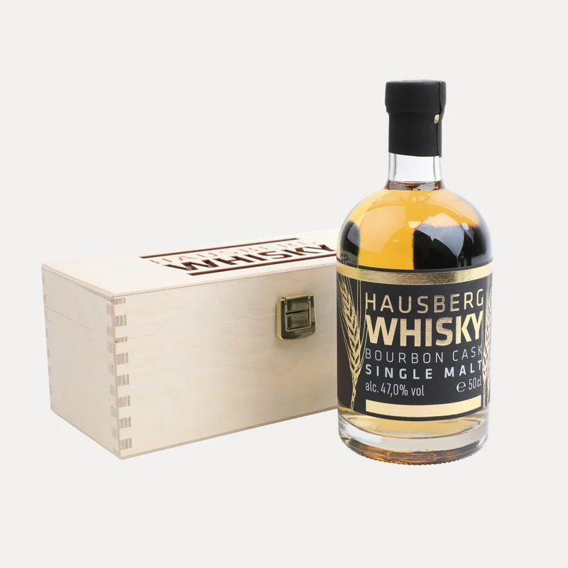 Limitierte Edition – Hausberg Whisky Single Malt Bourbon Cask – Holzbox – 500 ml