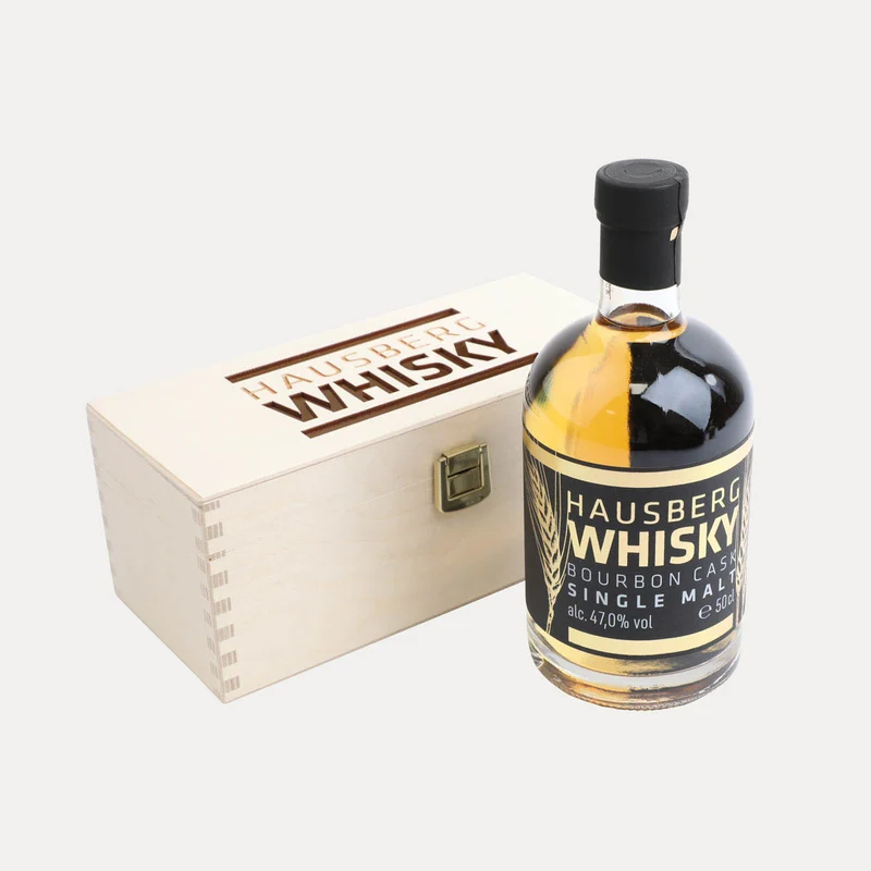 Limitierte Edition – Hausberg Whisky Single Malt Bourbon Cask – Holzbox – 500 ml