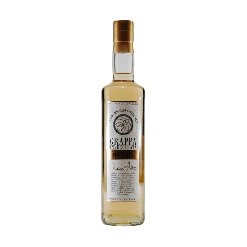 Maso Alto Grappa Moscato Invecchiata mit Geschenk-Holzkiste
