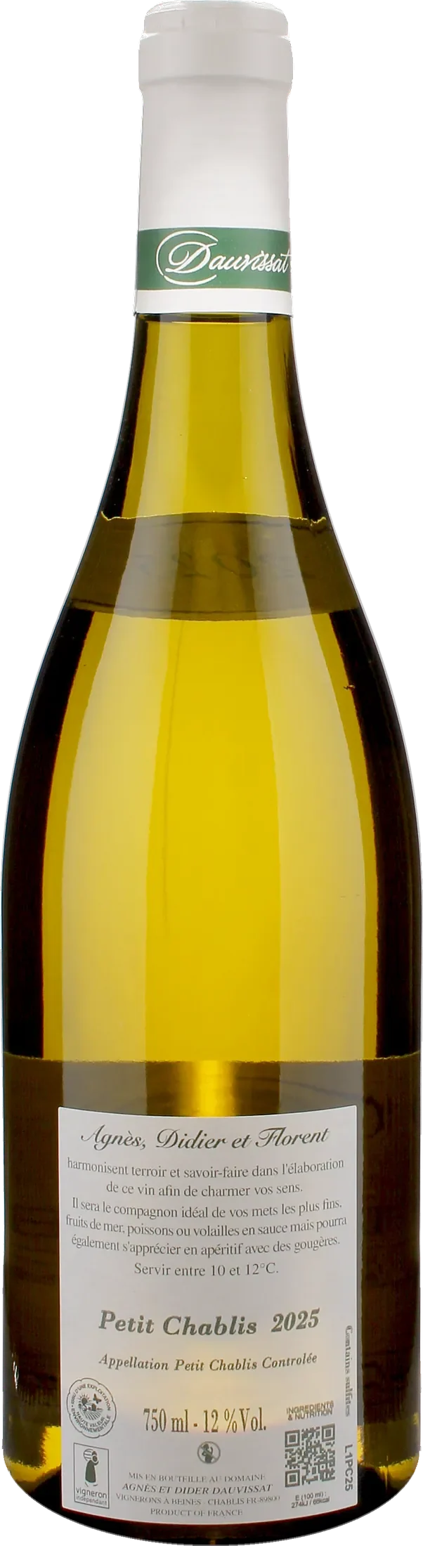 Agnes et Didier Dauvissat Petit Chablis Les Deux Terres 2025