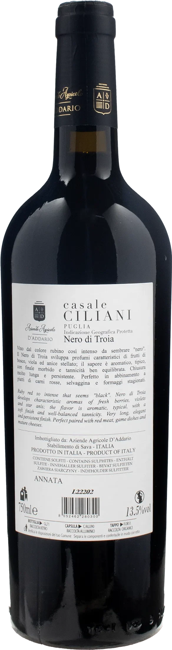 D'Addario Nero di Troia Casale Ciliani 2021
