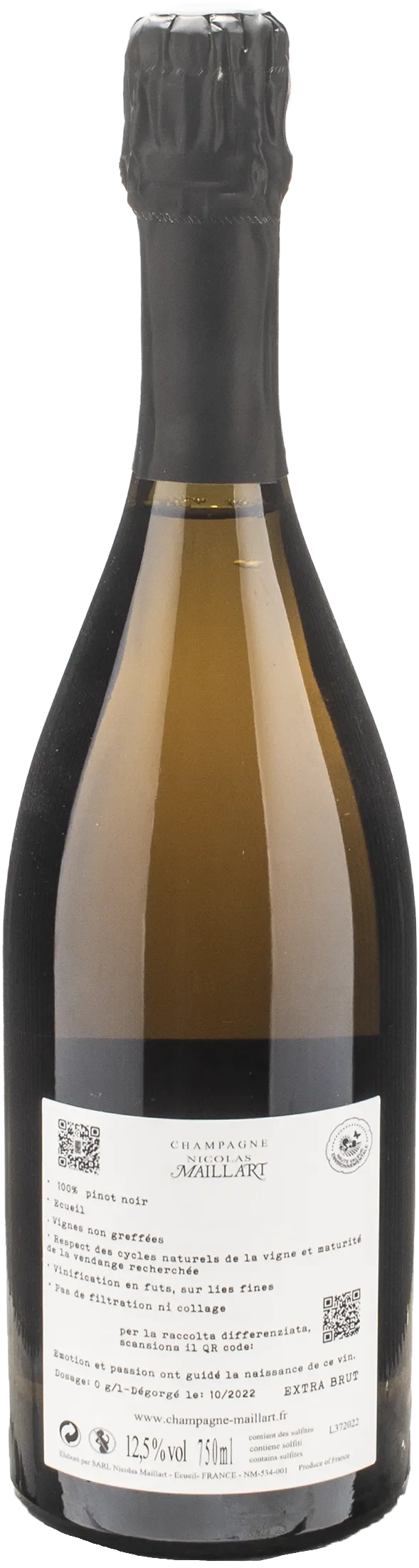 Maillart Champagne Les Coupes 1er Cru Pinot Noir Franc de Pied 2018
