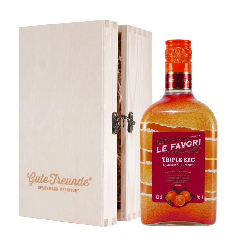 Le Favori Triple Sec Orangenlikör mit Geschenk-Holzkiste