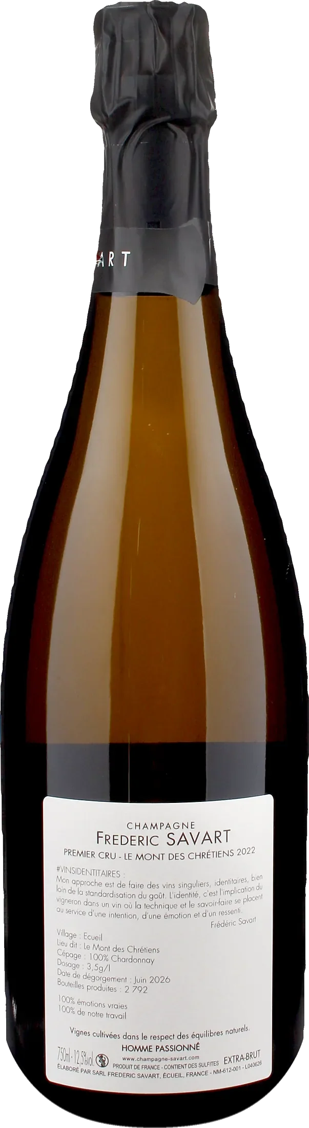 Savart Champagne Ecueil 1er Cru Le Mont des Chretiens Extra Brut 2022