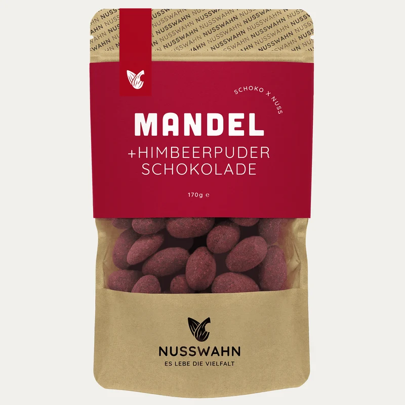 Mandel + Himbeerpuder Schokolade – Nusswahn – 170 g