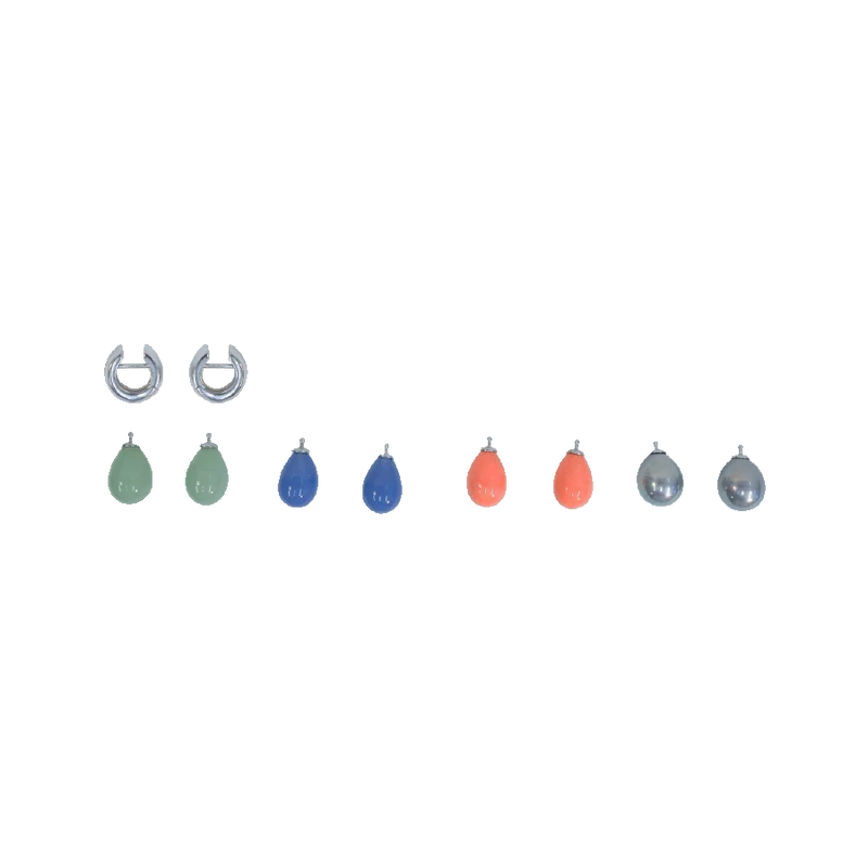 Creolen-Set „Silber-Lachs-Mint-Grau-Blau"