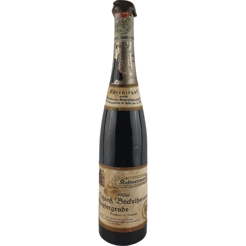 Staatl. Weinbaudomäne Niederhausen-Schloßböckelheim - Schloss Böckelheimer Kupfergrube Riesling Trockenbeerenauslese Cabinet Versteigerung 1921 - 0,7 l