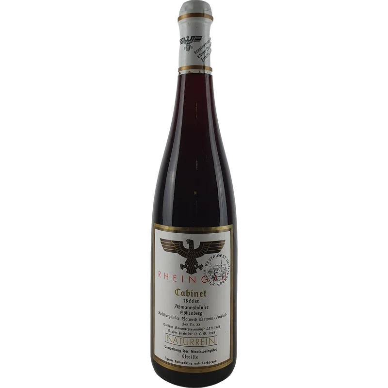Staatsweingüter Eltville (Kloster Eberbach) - Assmannshäuser Höllenberg Spätburgunder Rot-Weiß Eiswein-Auslese Cabinet Versteigerung Faß Nr. 33 1966 - 0,7 l