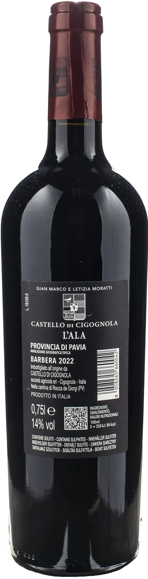 Castello di Cigognola Barbera Leggermente Appassito L'Ala 2022