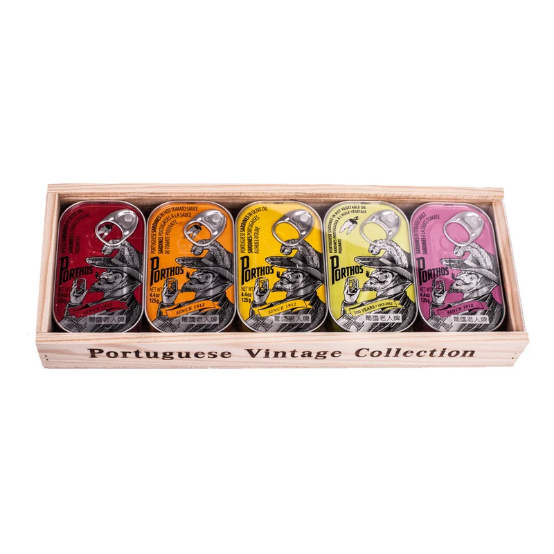 Sardinendosen Geschenk in Holzkiste – 5 x 125 g