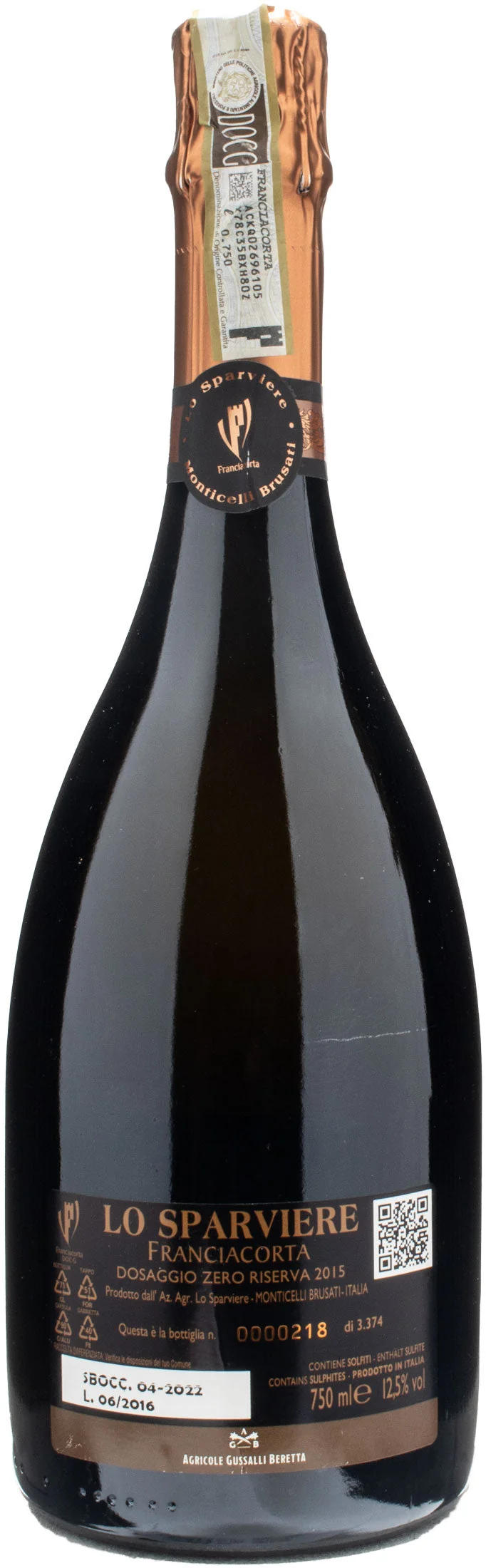 Lo Sparviere Franciacorta Dosaggio Zero Riserva 2015