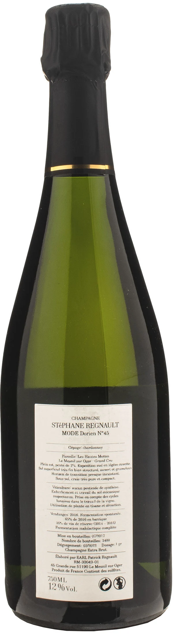 Stephane Regnault Champagne Grand Cru Le Mesnil Sur Oger Dorien N°45 Extra Brut