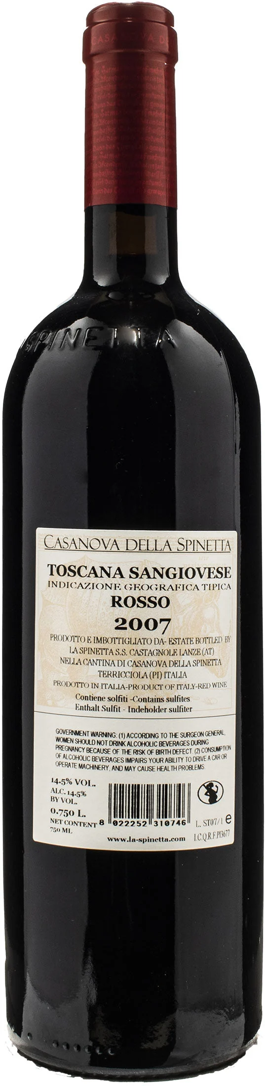 Casanova della Spinetta Toscana Sangiovese Rosso Sassontino 2007
