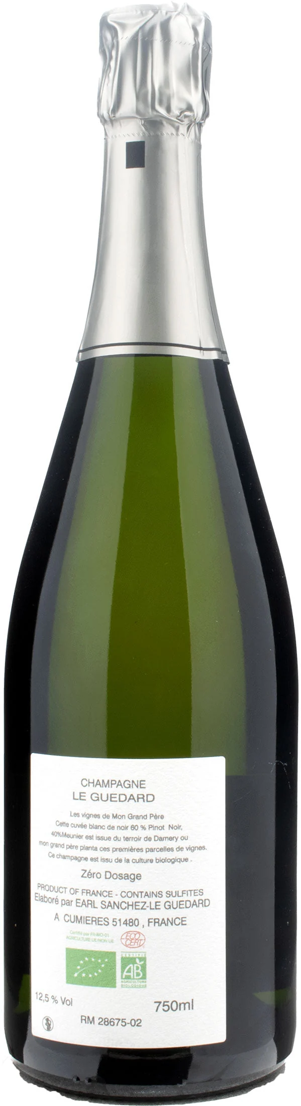 Le Guedard Champagne Blanc de Noirs Zero Dosage Vignes Mon Grand Pere
